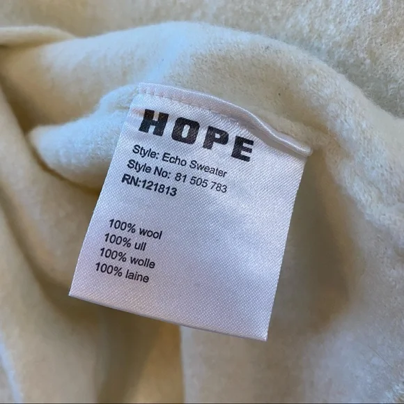Hope White Oversized Mockneck Unisex Wool Sweater - Picture 13 of 14